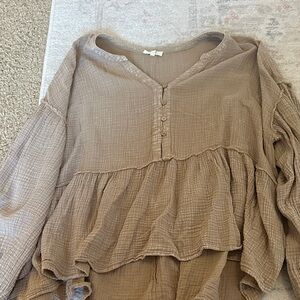Lizard Thicket Brown Ruffled Blouse